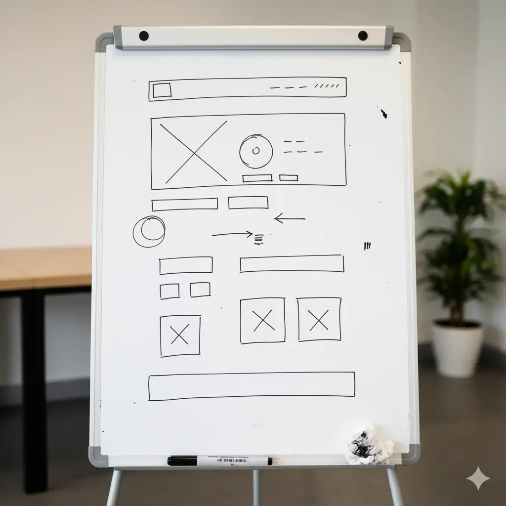 Wireframe auf einem Flip-Board